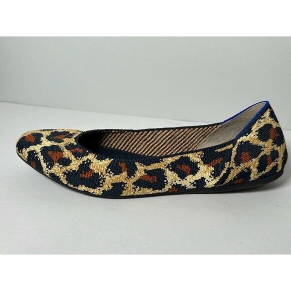 Rothy's The Square Big Cat Ballet Flats Slip On Animal Print Tan Womens Size 11 - Picture 5 of 10